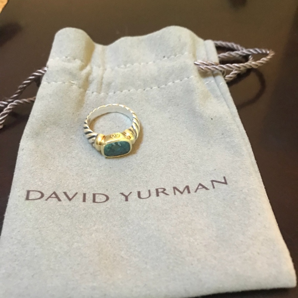 David Yurman Blue Topaz Noblesse Ring size 7.